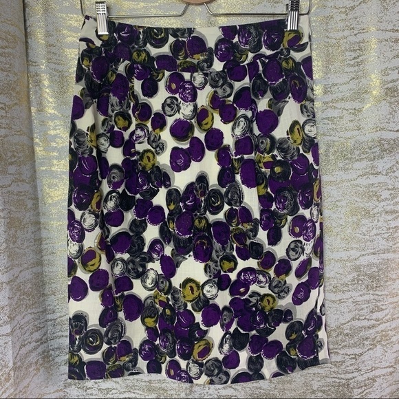 HOBBS London Purple/White Floral Print 100% Wool Skirt Size 10 - Picture 2 of 14